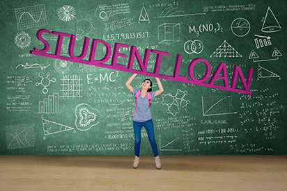 Student Holding Up Large Student Loan Debt